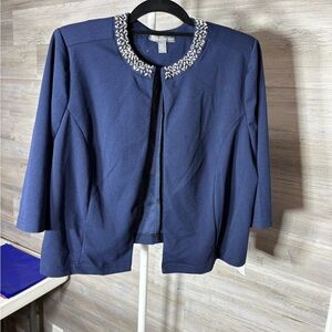 Jessica London Navy Blazer with Embellished Collar 834